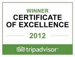 TripAdvisor Certificate of Excellence 2012