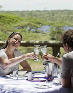 Dining is in the main house at Lake Masek overlooking the lake