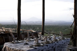 Dining at Kambi ya Tembo with a view to Mount Kilimanjaro