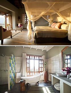 Kitela Lodge - Bedroom and Bathroom