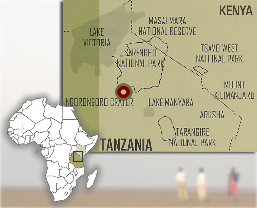 Mapa con la ubicación del lago de lujo Masek Tented Safari Camp