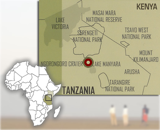 Mapa que muestra la ubicación de Tloma Lodge en el norte de Tanzania