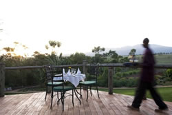 Dining on the deck at Ngorongoro Farm House