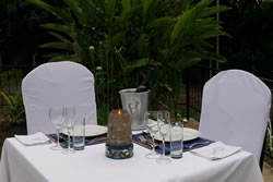 Dining outdoors at Olasiti Lodge Dining outdoors at Olasiti Lodge